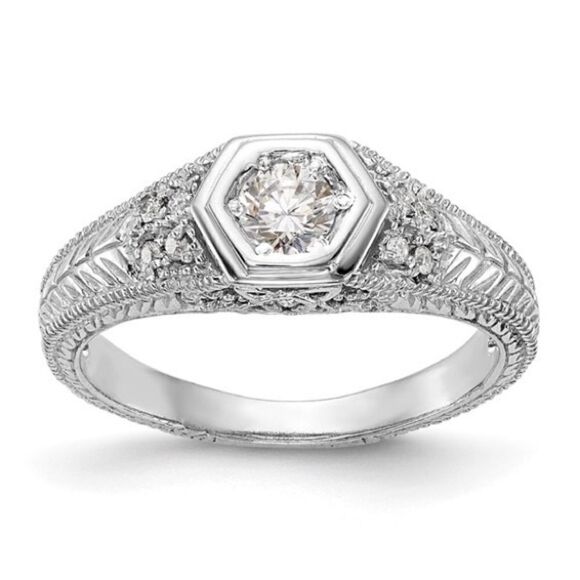 New 14K White Gold Lab Grown Diamond Engagement Ring - Picture 1 of 6